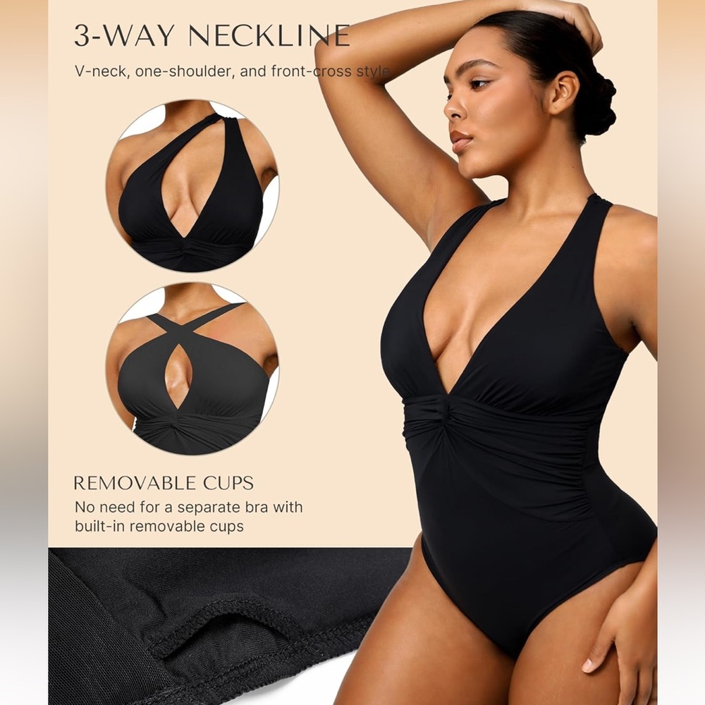 NWT Smart Sculpt Shapellx Ruched Twist-Front Shaping Swimsuit - Picture 2 of 9